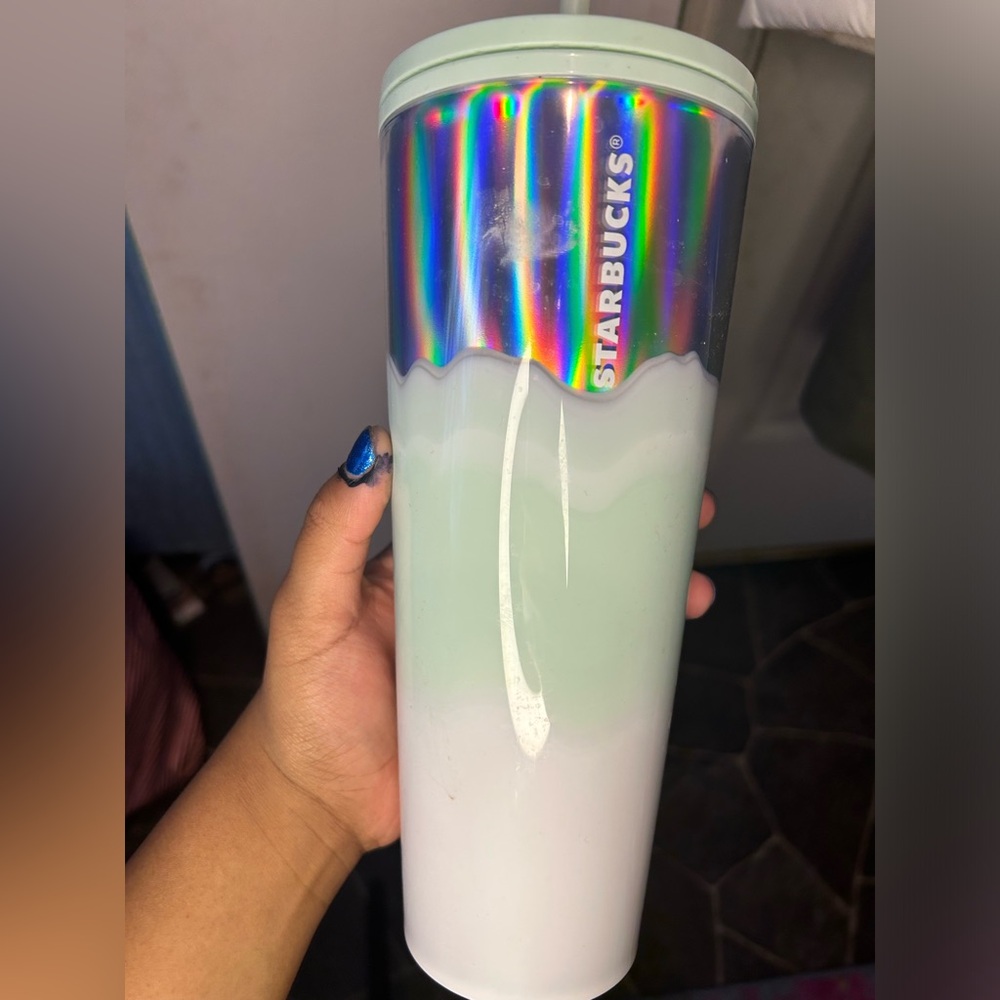 Starbucks cup teal ombré shiny